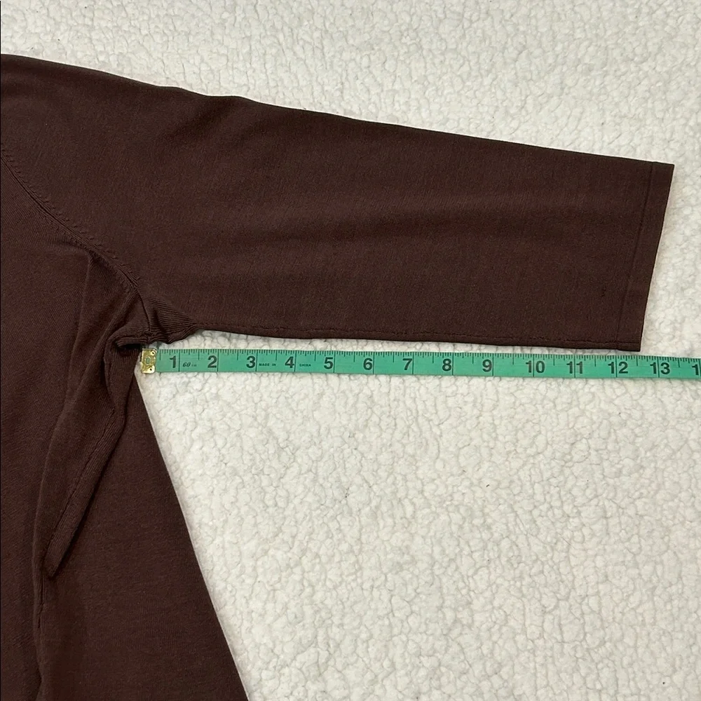 Pendleton Silk Blend 3/4 Sleeve Sweater size XL Brown Stitch Detail
